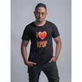 thumbnail image 2 of I Love Kpop Gradient Design Men Black T-Shirt, Male Medium, 2 of 4