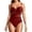 Brick Red, variant on Womens One Piece Swimsuit 2025 V-Neck Ruched Mesh Bathing Suit with Spaghetti Straps, Tummy Control Swimwear
