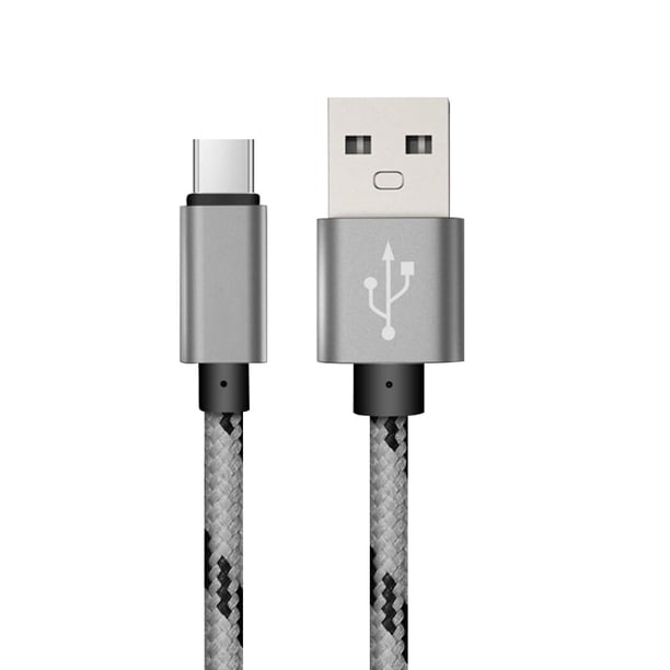 Moyic Cable de carga tipo -C Cable de cargador rápido Cable de datos trenzado de nailon Accesorio de cable de teléfono Teléfono y Comunicación Gris 1 metro