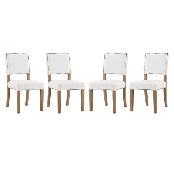 Modern Contemporary Urban Design Dining Kitchen Room Side Chair, Set of Four, Velvet Fabric Wood, Ivory White
