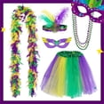 thumbnail image 2 of HXWCHs Carnival Dress Up Set with Sequin Feather Tutu Dress and Tricolor Headband Party Fashion Accessories One Size Purple, 2 of 4