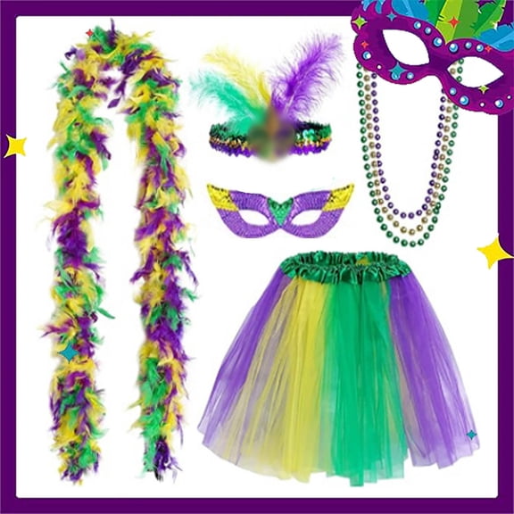 Sequin Skirt for Women Carnival Dress Up Set Combination Accessories Tutu Dress Feather Tricolor Headband Party Fashion Womens Skirts Purple