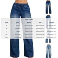 thumbnail image 3 of Zysthvn Womens Jeans Mid Rise Casual Cotton Blend Wide Leg Womens Trousers Loose with Pockets Solid Stretch Drawstring Pants, 3 of 6