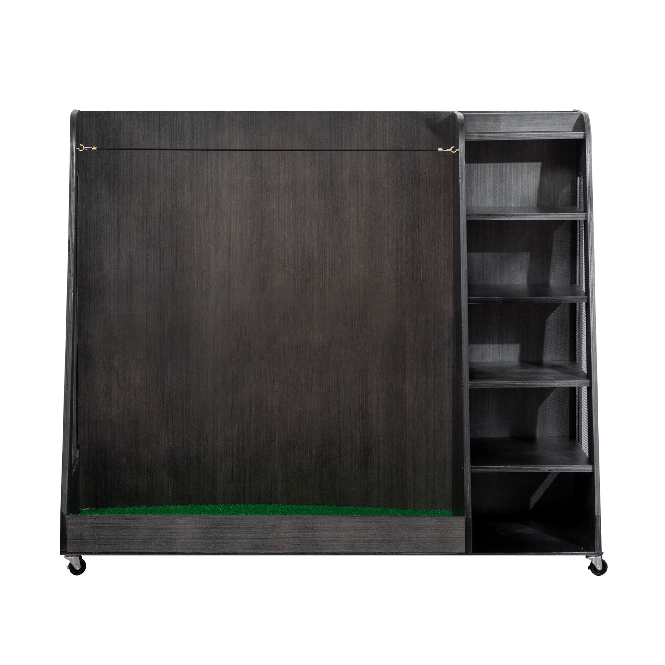Noble House 47" Wooden Golf Bag Organizer with Storage Drawers and Club Side Rack, Heavy Duty for Garage, Black