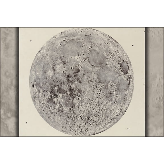 24"x36" Gallery Poster, map of the Moon 1966