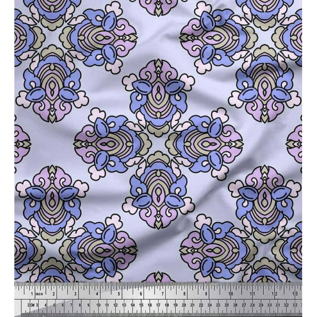 Soimoi Tissu en Rayonne Floral Ethnique Artistique Imprimé 1 Yard 42 Pouces de Large