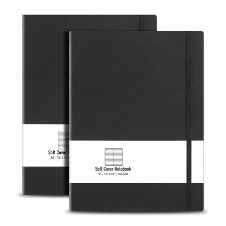 Black Black B5 Lined 2-Pack 100gsm Paper Softcover Journal Notebook for Writing Work Office