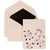 JAM Paper Wedding Invitation Set, Large, 5 1/2 x 7 3/4, Grey Card with Black Lined Envelope and Colorful Birds Set, 50/pack