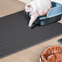 Cat Litter Box Mat: 36"x 30" Waterproof Kitty Cat Litter Trapping Mat, Easy-clean Double-layer Scatter Control Pad Rug (Black)