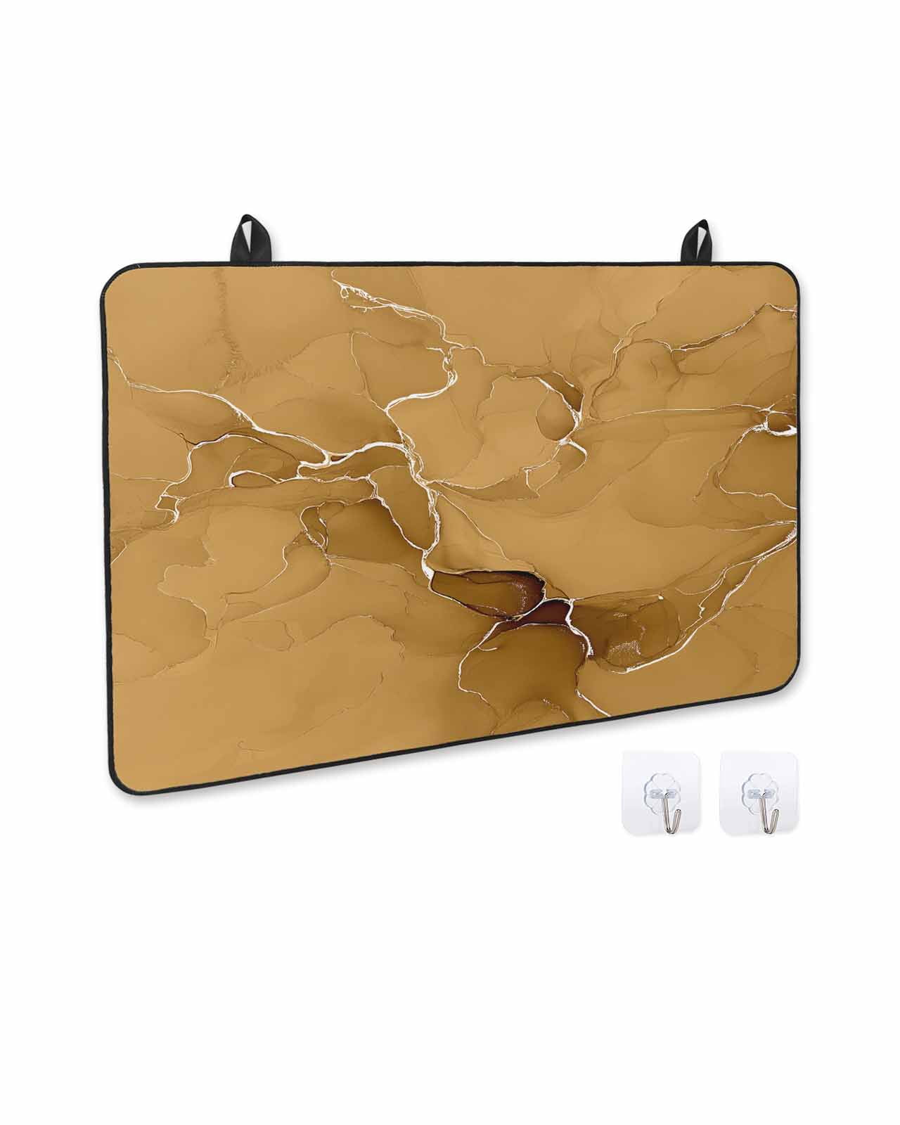 nqOlkjepod Large Induction Cooktop Protector Mat 36"x21", Yellow Marble Texture Stove Top Covers for Electric Stove, Country Ombre Fluid Aesthetic Stove Burner Cover Mats, Glass Top Stove Cover