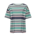 thumbnail image 4 of Drses Women's Summer T-shirt Striped Short Sleeved Round Neck Casual Loose Shoulder Versatile T-shirt, 4 of 7