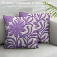 thumbnail image 3 of RUIYC  Farmhouse Floral Leaves Decorative Throw Pillow Cover , Boho Tufted Flowers Pattern Chic Cushion Case for Couch Bed Sofa Living Room (Lavender), 3 of 5