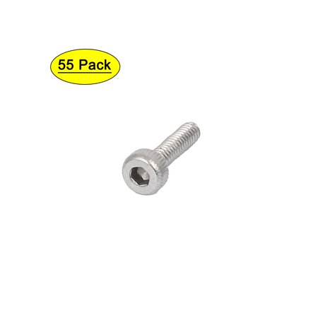 

M2 x 8mm 0.4mm Pitch 304 Stainless Steel Hex Socket Head Cap Screw DIN912 55pcs