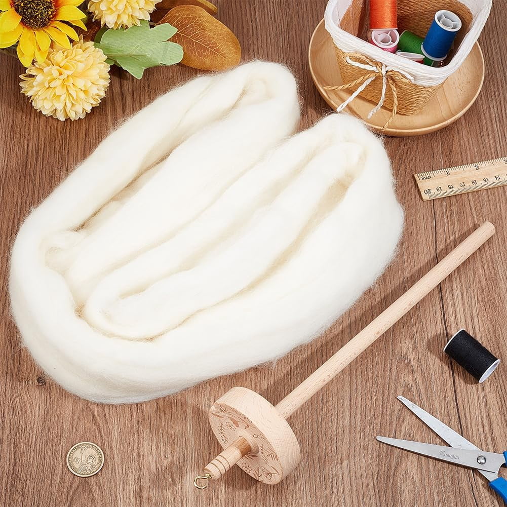 8 Inch Wood Yarn Spinner Beginner's Spinning Kit Weaving Spinning Wheels with Drop Spindle for Crocheting Yarn Making Hand Carved for DIY