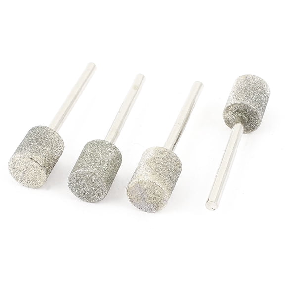 Unique Bargains 10mm Diameter Cylinder Head Diamond Mounted Point 4PCS