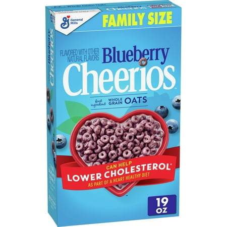 Blueberry Cheerios, Heart Healthy Cereal, Family Size, 19 OZ