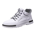 thumbnail image 5 of HEWUQI Men's Leather Basketball Shoes Lightweight Walking High Top Sneakers Breathable Non Slip Casual Style for Athletic Travel Daily Wear White Size 10, 5 of 5