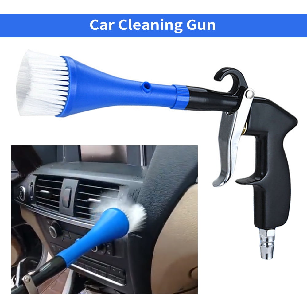 Car Cleaning Gun Tools Air Blow Gun Dry Brush Cleaning Gun With 2 Nozzles 1/4inch Air Inlet Adapter 360 Degree Rotate Tube For Car Interior Cleaning Blows Away Dirt, Debris And Pet