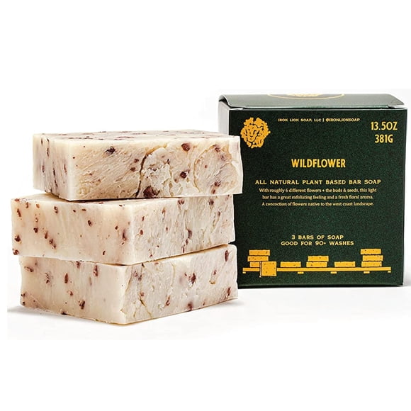 Jabón Iron Lion – Barra de jabón orgánico de flores silvestres – Hecho en Estados Unidos – Todos los jabones de baño naturales para todo tipo de piel – Proceso en frío a base de plantas y hecho a mano