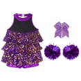 thumbnail image 4 of TiaoBug Kids Girls Cheer Dance Performance Costume Shiny Sequins Halter Ballet Dance Leotard Dress Purple 10, 4 of 5