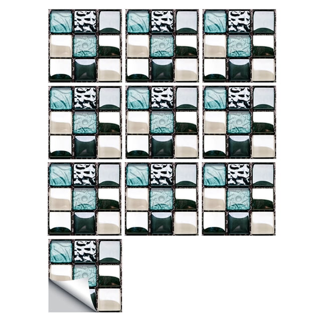 Cqxid Wall stickers Under $5 1Set 10pc Self Adhesive Tile 3D Sticker Kitchen Bathroom Wall Sticker Decoration