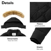 WenVen Women's Winter Coat Warm Puffer Jacket Waterproof Winter Parka Coat with Hood Black L