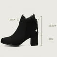 thumbnail image 6 of Winter Chelsea Boots Women Elegant Lace Pointed Toe Suede Block Heel Zip up Dress Ankle Boots with Sweet Bowtie Black Size 9, 6 of 8