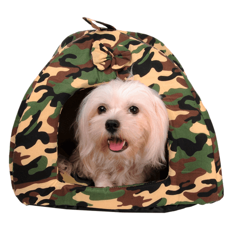 Leopard Cat Bed Camouflage Soft Dogs House bed Pet Cat Nest Winter Leopard Cave for Puppy / Cat, Foldable Soft Pet House with Removable Bed Cushion Mat for Puppies Kittens Dogs Cats ()