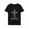 thumbnail image 4 of USPEED Strength In Faith Thorn Cross Christian Graphic T-Shirt, Religious Bible Faith Believer Short Sleeve Crewneck Tee, Casual Church Daily Top for Men Women, 4 of 4