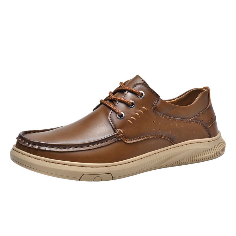 ?Men\'s Brown Leather Slip on Comfortable Round Toe Fashion high Sole Loafers Quincey Leather Slip-On Loafers for Stylish Men | TikTok main image 3
