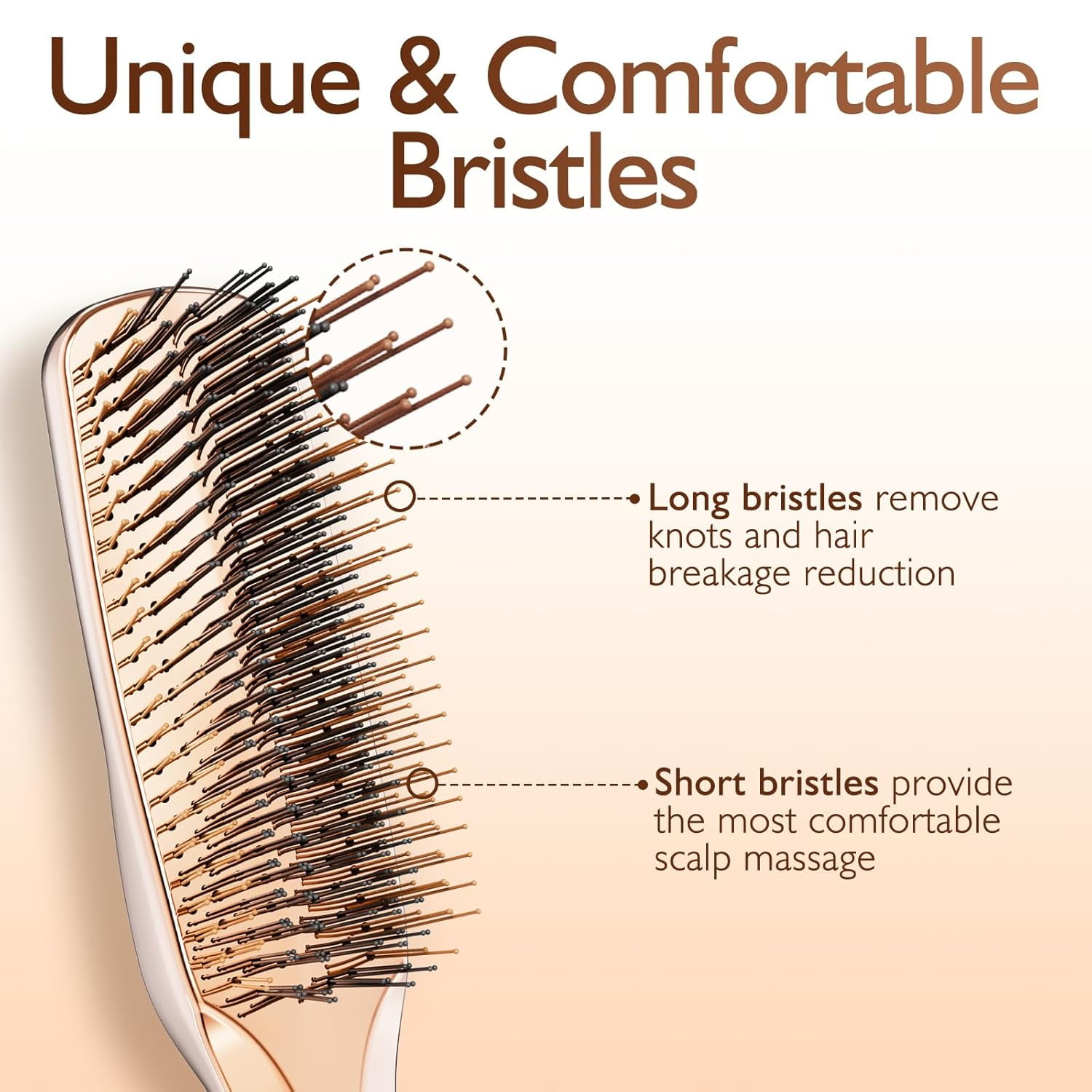 ABPETE Detangling Hair Brush, Dry and Wet Detangler Hair Brush for Women and Men, Massager Scalp Brush for Straight/Long/Fine Hair, Rose Gold