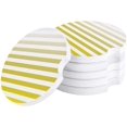 thumbnail image 1 of FMSHPON Geometric Yellow Stripes Gradient Set of 2 Car Coaster for Drinks, Absorbent Ceramic Stone Coasters Cup Mat with Cork Base for Home Kitchen Room Coffee Table Bar Decor, 1 of 5