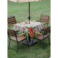 thumbnail image 3 of Outdoor Tablecloth with Umbrella Hole and Zipper, Merry Christmas Square Table Cloth 60x60 Inch Waterproof Tablecloth, Poinsettia Xmas Tree Snowflake Winter Picnic Table Cover for Patio Camping, 3 of 7