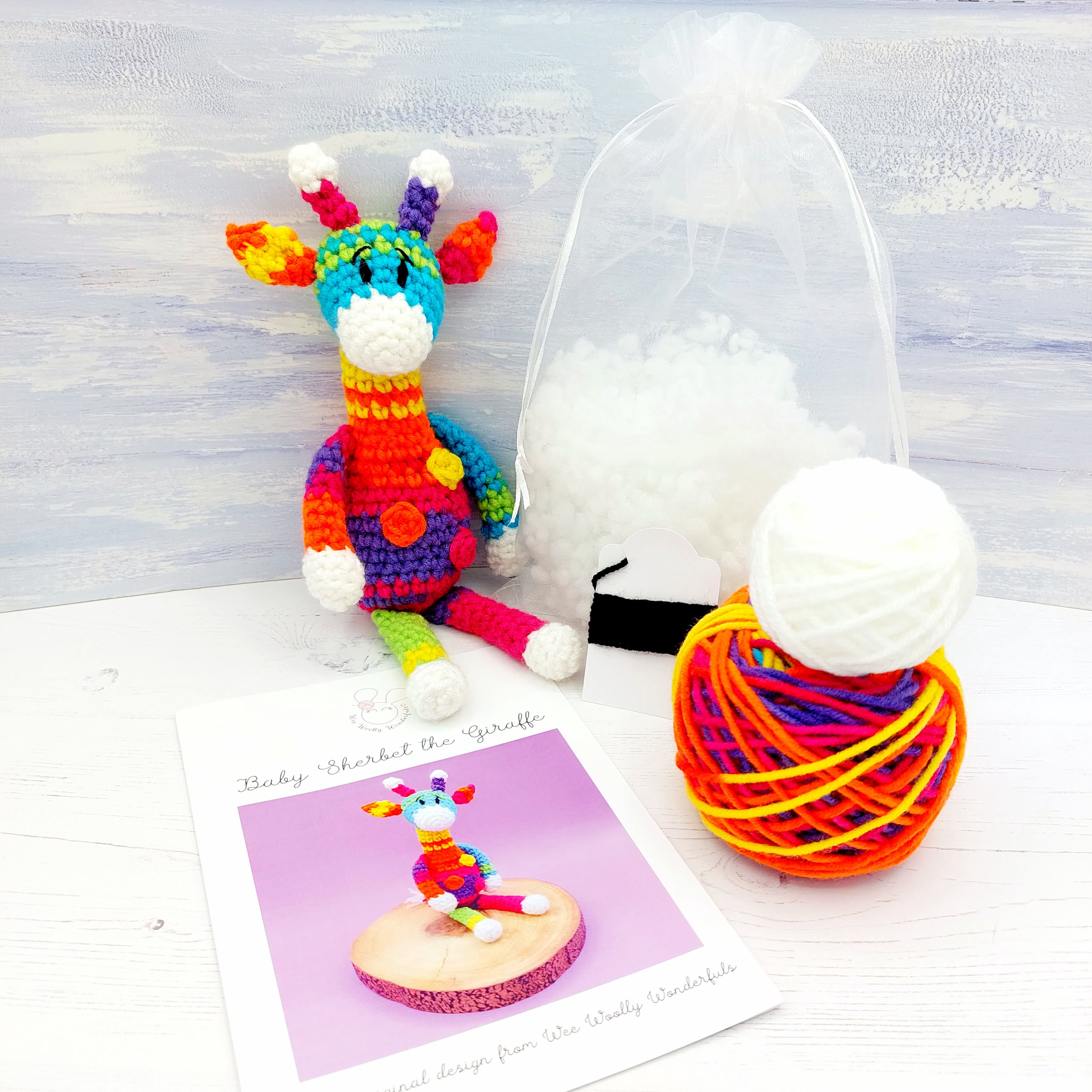 Crochet Kit Baby Sherbet the Rainbow Giraffe