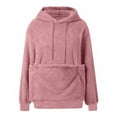 thumbnail image 4 of Stralyhd Pet Pouch Hoodie for Women Oversized Sweatshirt with Dog Pouch Fleece Pet Care Hoodie Long Sleeve Animal Holder Pullover Pink M, 4 of 4