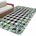 thumbnail image 2 of 3'x5' Area Rugs, Sage Green Eucalyptus Indoor Outdoor Area Rug for Living Room Bedroom, Spring Leaves Black White Plaid Washable Bathroom Rugs Kitchen Floor Carpet Mats Home Decor Aesthetic, 2 of 8