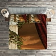 thumbnail image 2 of Ambesonne Gothic Quilted Coverlet 3 Pcs, Greek Scenery Sunset, Queen Size, Multicolor, 2 of 2