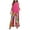 Hot Pink, variant on vigerkar 2 Piece Sets for Women Square Neck Tops Wide Leg Crop Pants Vacation Summer Travel Outfits Hot Pink, XXL