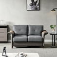 thumbnail image 2 of Holaki Linen Fabric Loveseat Sofa Curved Arm Couch with Pocket, Dark Grey, 2 of 9