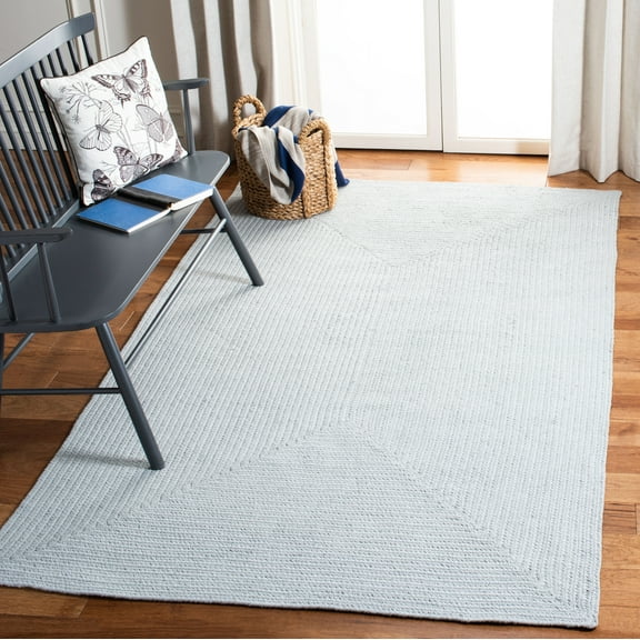 SAFAVIEH Braided Creighton Solid Cotton Reversible Area Rug, Light Blue, 5' x 8'
