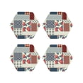 thumbnail image 2 of Balery 4 Pcs Patchwork In Country Styleleather Coasters Set, Drink Table Cup Coasters For Living Room Kitchen Coffee Decor, 2 of 9