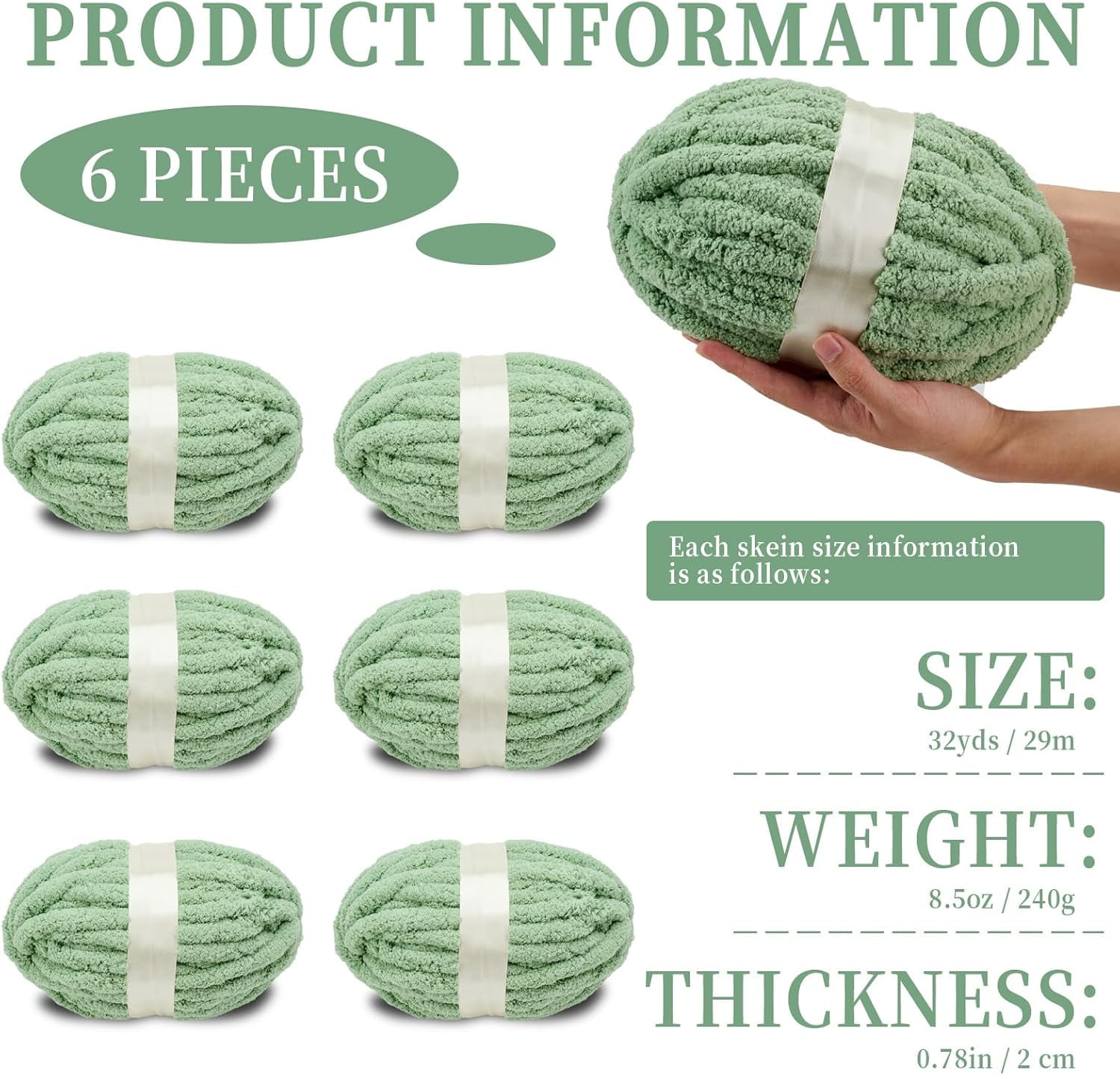 6Pack (32 yds, 8.5 oz Each Pack) Chunky Chenille Yarn for Crocheting, Giant Yarn for Hand Knitting, Super Soft Jumbo Blanket Yarn Pink