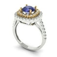 thumbnail image 2 of Halo Engagement Ring for Women - 1.615ct Simulated Tanzanite in 14K White/Yellow Gold Promise Ring, 2 of 6