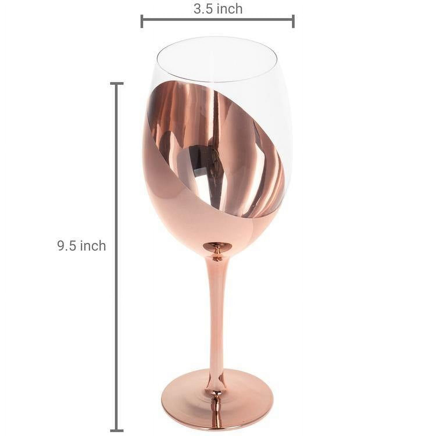 Modern 14 oz Stemmed Wine Glasses with Silver Angled Metallic