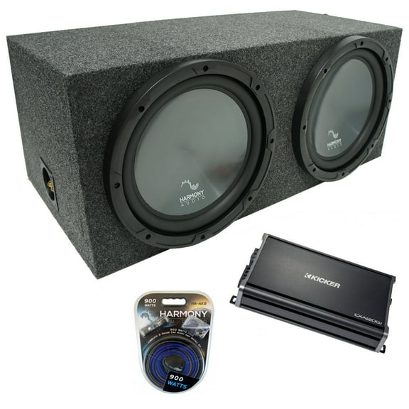 Universal Car Stereo Rearfire Sealed Dual 15" Harmony R154 Sub Box & CX1200.1