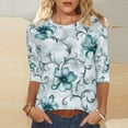 thumbnail image 2 of 3/4 Sleeve Blouses for Women Dressy,Womens 3/4 Sleeve Tops and Blouses Casual Floral Print Cute Tunic Top Crewneck Loose Fit Soft Dressy T Shirts, 2 of 5