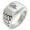 Silver, variant on Stainless Steel Howling Mad Wolf Geometric Pattern Step-Down Biker Style Polished Ring