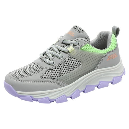 

AdBFJAF Womens Sneakers Size 6 1/2 Women Sneakers Fashionable and Simple Solid Color New Summer Non Slip Mesh Breathable and Comfortable Lace Up Hiking Shoes