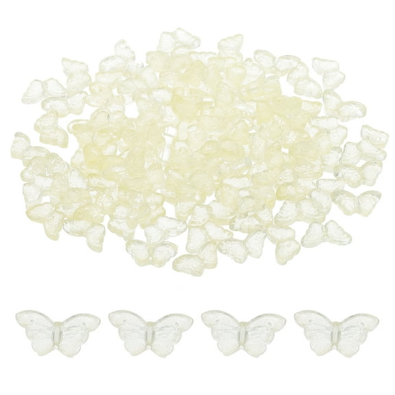 Uxcell Butterfly Beads, 100Pcs Crystal Butterfly Beads Translucent Czech Glass Beads,Yellow