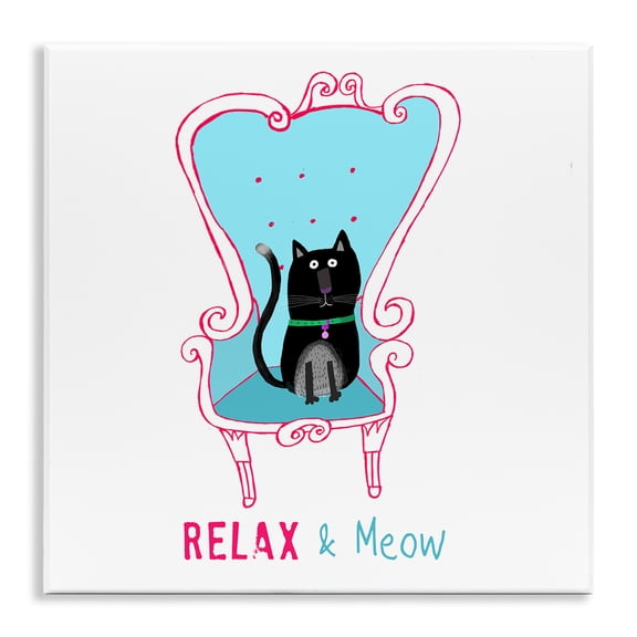 Stupell Industries Relax & Meow Cat Furniture Painting Unframed Art Print Wall Art, 12 x 12